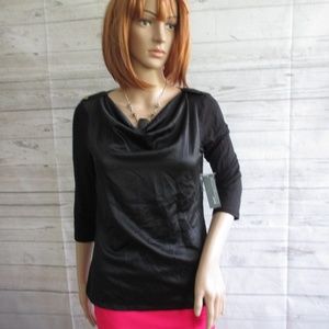 NWT - COVINGTON black drape neck top - sz PS